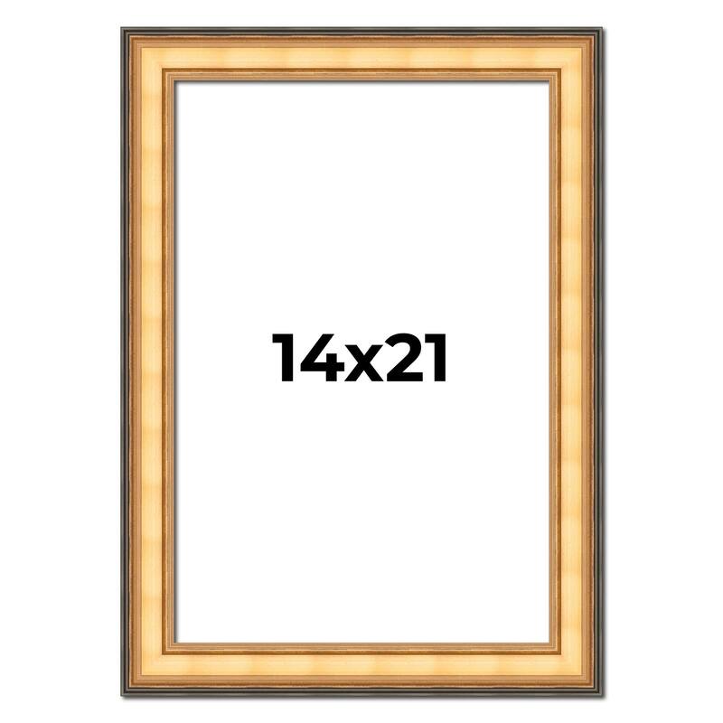 14x21 Frame Gold Plein Aire Solid Wood Picture Frame Width 2 Inches |