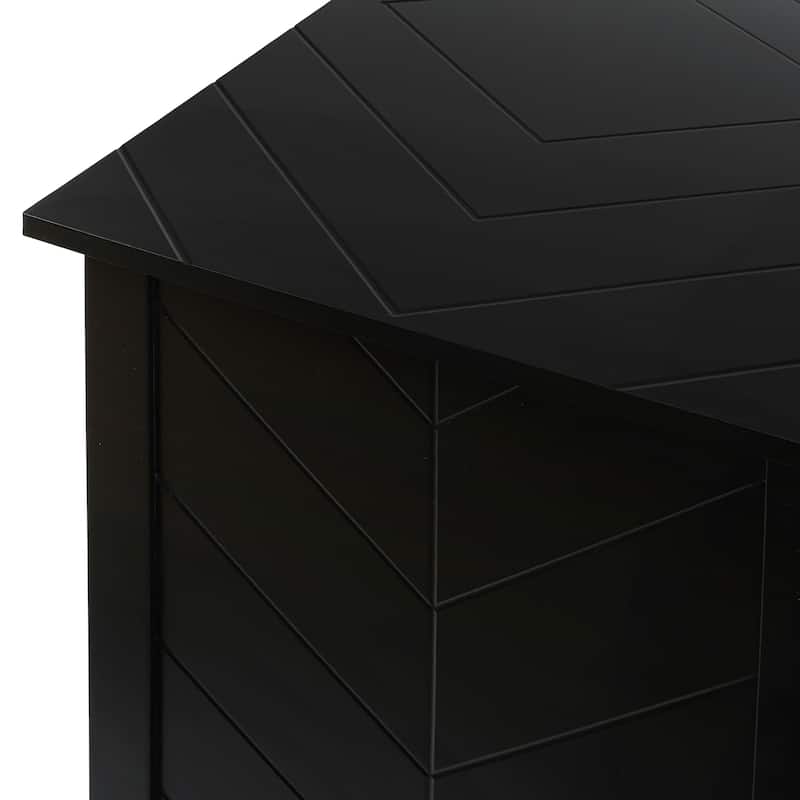 Sideboard Buffet Cabinet, Storage Cabinet with Adjustable Shelves, 2 Door Wood Stripe Accent Cabinet