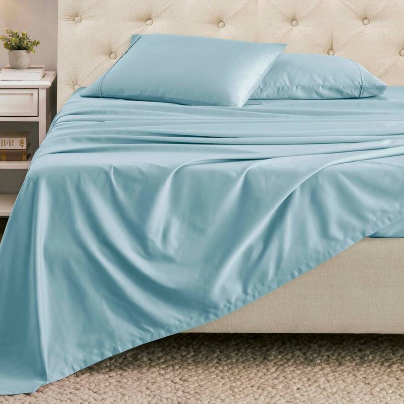 Superior Cotton Blend Solid 1500 Thread Count Deep Pocket Bed Sheet Set - Light Blue - 4PC Set - California King