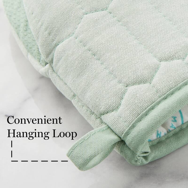 MARTHA STEWART Honeycomb Quilted Chambray Mini Oven Mitt 2-Pack Set