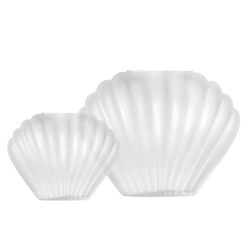 American Art Decor Sea Scallops Misted Glass Vase Set - 11.4" x 8.6" - 11.4" x 8.6"