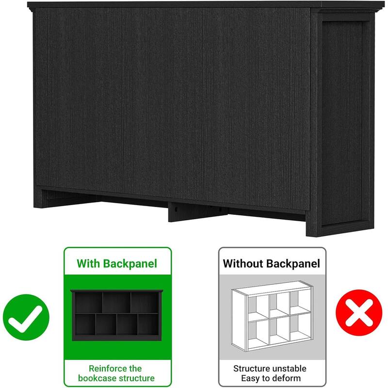 7/10 Cube Bookcase Organizer with Backpanel, 50" Wooden Storage Book Shelf for Living Room, Bedroom, Home Office, Kids Room