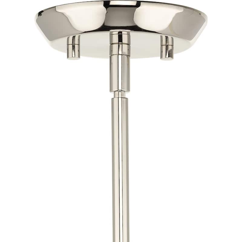 Clarion Collection One-Light Polished Nickel Etched White Transitional Pendant - 10.5 in x 10.5 in x 15.87 in