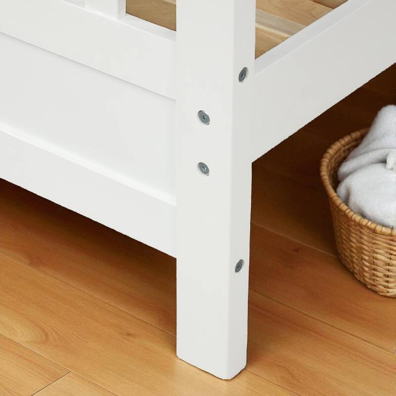 Twin/Full Size Wood Platform Bed with Headboard, Footboard, Solid Slat Support and Pine Frame