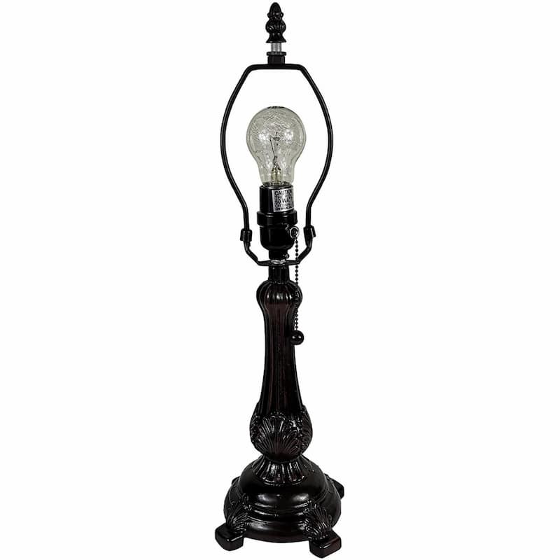 Vintage 19-inch Dark Brown Metal Table Lamp with White Glass Shade - 12" x 17" x 19"