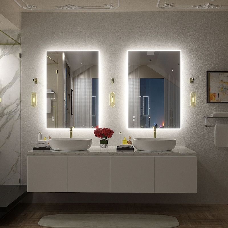 Frameless LED Backlit Anti-Fog Bathroom Vanity Mirror