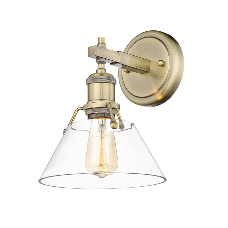 Orwell 1-Light Bath Vanity in Aged Brass with Clear Glass - Gold