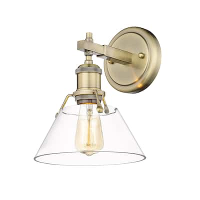 Orwell 1-Light Bath Vanity in Aged Brass with Clear Glass - Gold