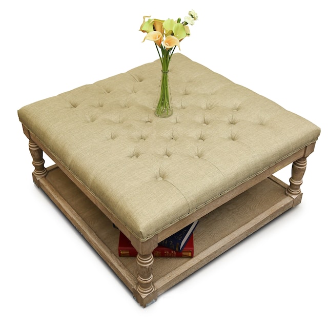 Cairona Tufted Textile 34-inch Shelved Ottoman Table