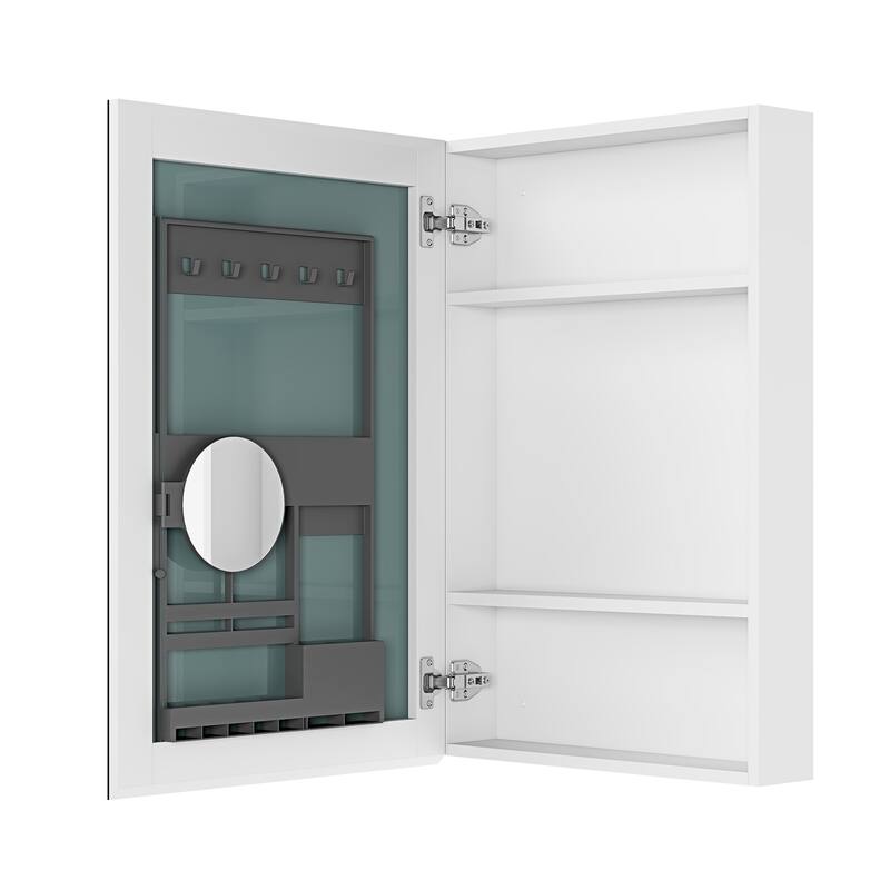 Topcraft Frameless Mirrored Medicine Cabinet in White - 20'' W x 30'' H  Left Opening Door