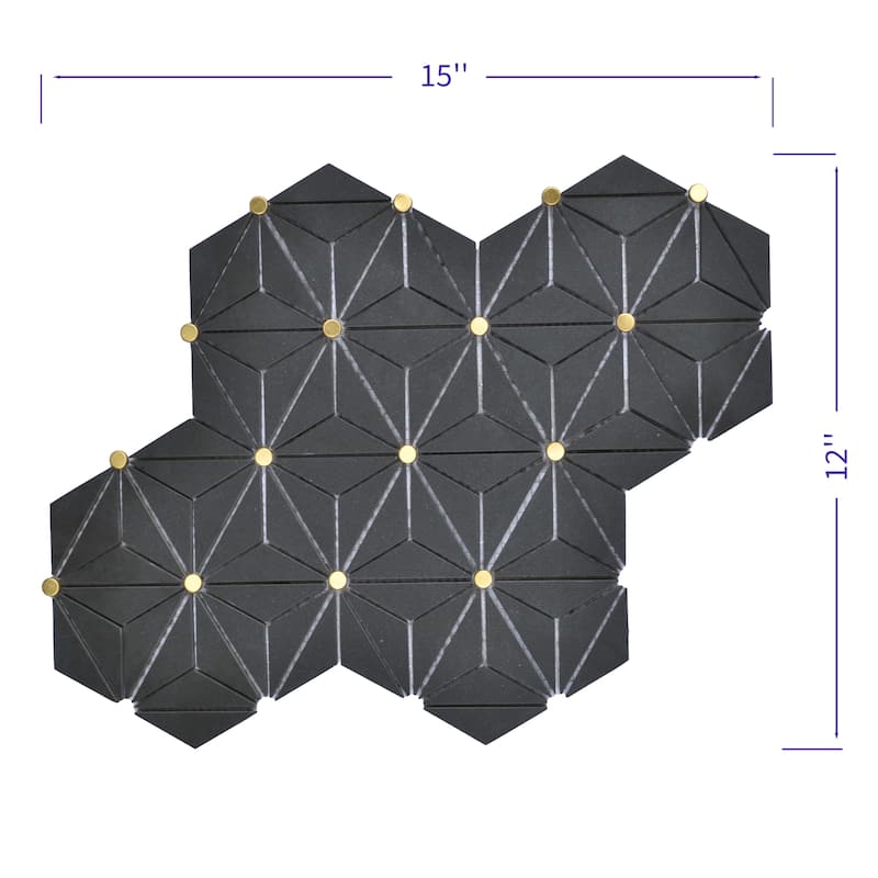 Basalt Hexagon Marble With Gold Accents Mosaic Wall And Floor Tile - Case (10 Sheets)