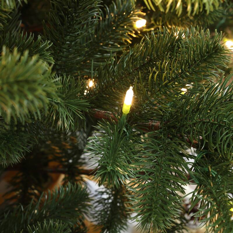 6Ft Pre-Lit Hinged Green Full Fir Artificial PE Christmas Tree - 72" H x 41.7" Diameter