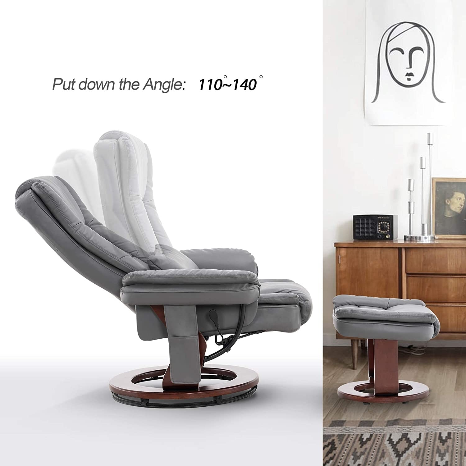Mcombo recliner with ottoman cheap reclining chair with vibration massage