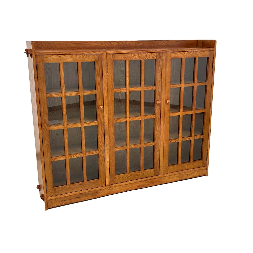 Mission Oak 3 Door Display Bookcase