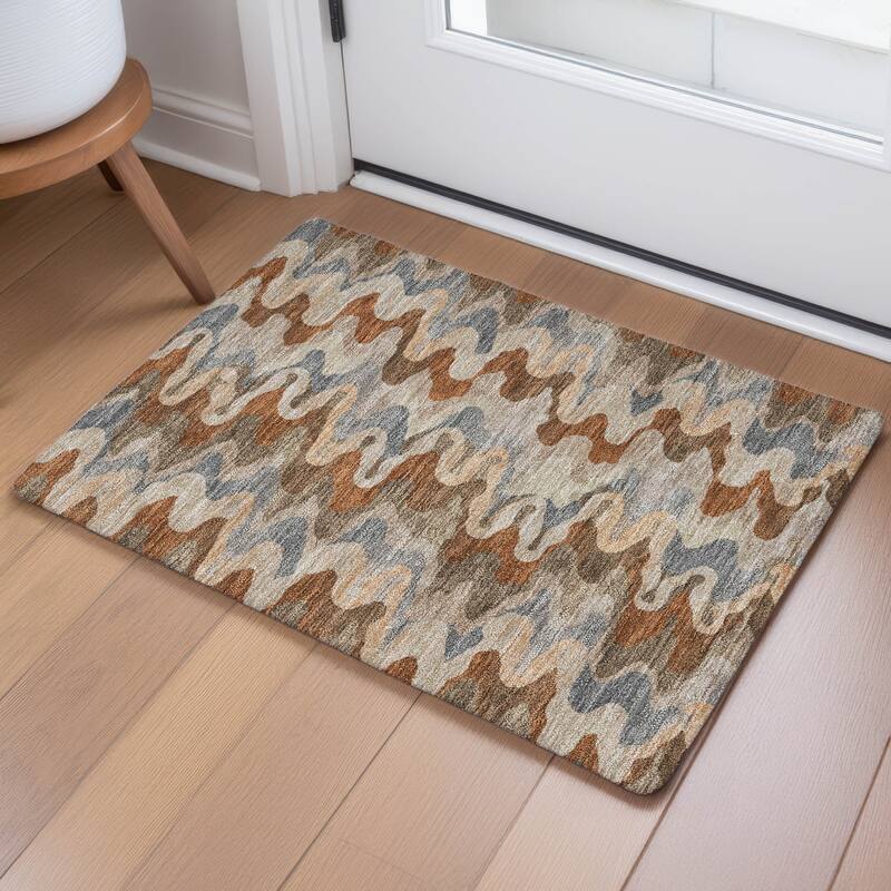 Machine Washable Indoor/ Outdoor Modern Mason Chantille Rug