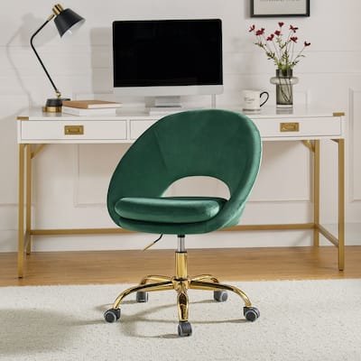 Ramona Modern Velvet Height Adjustable 360 Swivel Task Chair with Metal Base by HULALA HOME