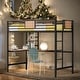 preview thumbnail 1 of 13, Twin Metal Loft Bed with Shelves, 2 built-in ladders and Desk, Black Black