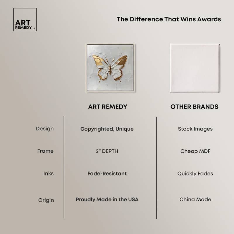 Simple Golden Butterfly Canvas by Art Remedy