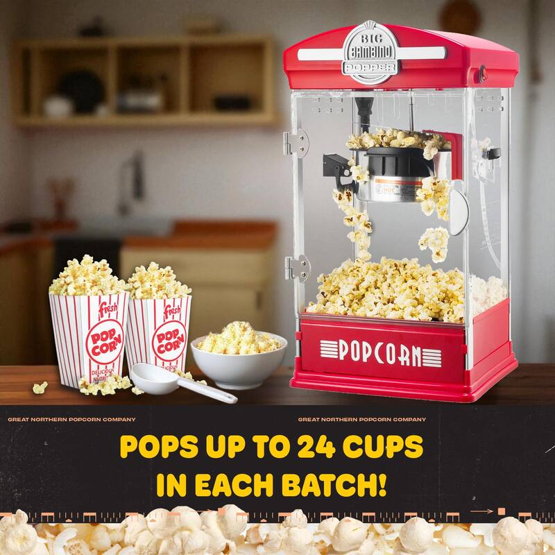 Popcorn Machine - Big Bambino Old Fashioned Popcorn Maker by Great Northern Popcorn (Red)