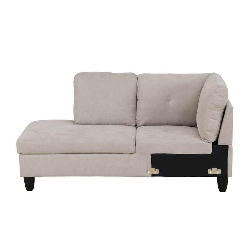 Off-White Flannelette 3-Piece Living Room Sofa Set
