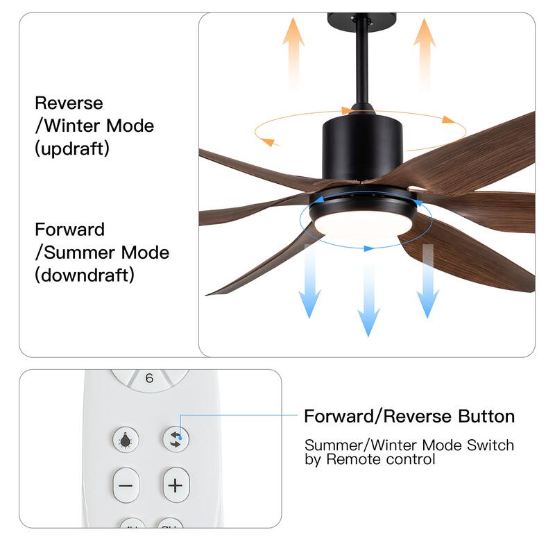 52"/66"/72"/76 Inch Modern Ceiling Fan with Dimmable LED Light ,Remote&APP Control,8 Blades for Large Living Room,Porch
