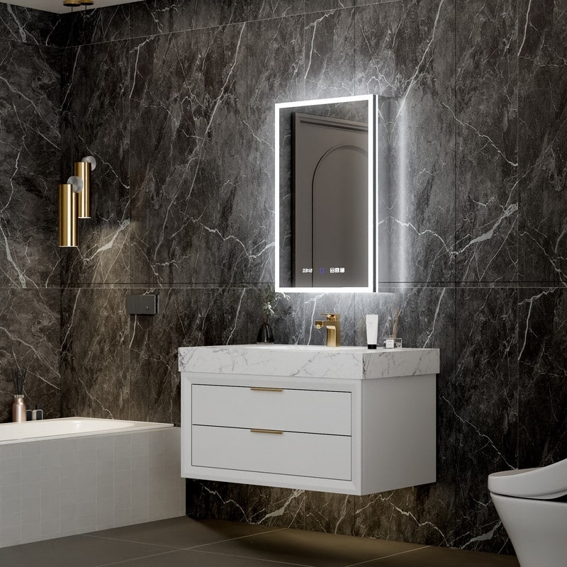 MEDUNJESS 20'' x 32'' Frameless Bathroom Cabinet with Defogging