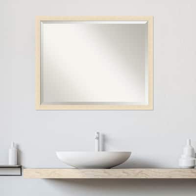Woodgrain Stripe Beveled Wood Framed Bathroom Vanity Wall Mirror