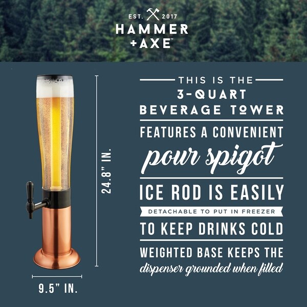 Hammer and Axe Beer Tower Drink Dispenser - 8 x 8 x 29 - Bed Bath