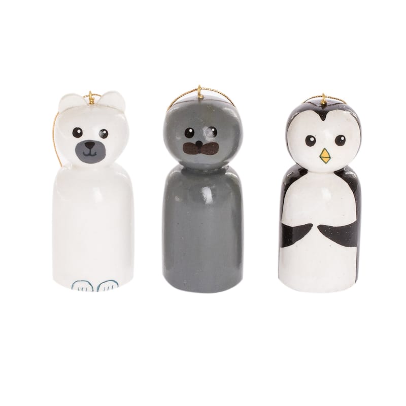 Novica Handmade Sweet Arctic Reclaimed Wood Ornaments (Set Of 3)
