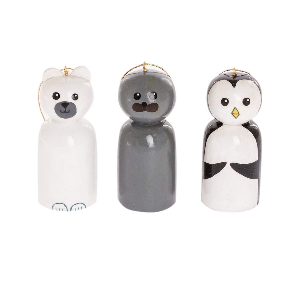 Novica Handmade Sweet Arctic Reclaimed Wood Ornaments (Set Of 3)