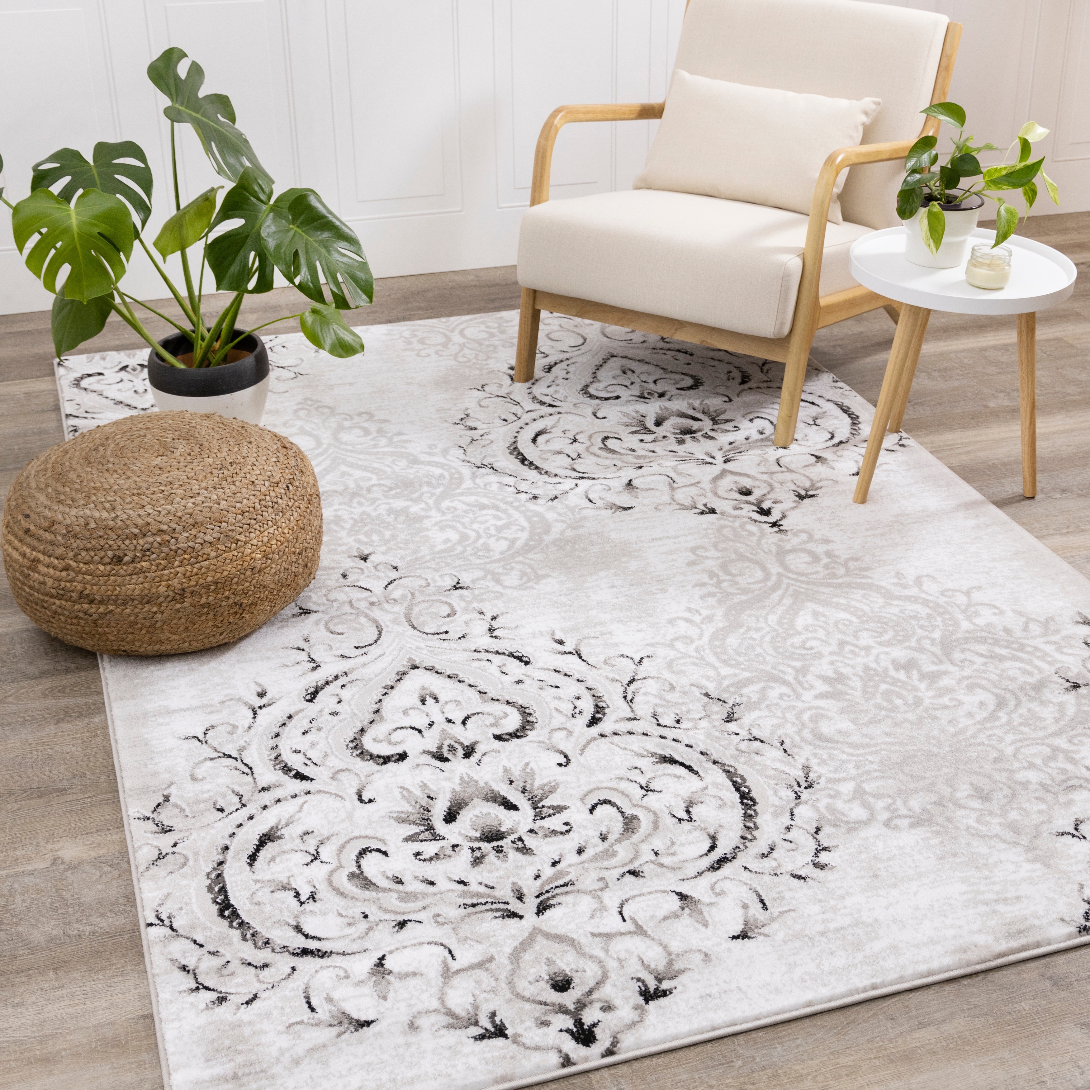 Perry Collection - Venetian Silver Damask Rug, image size:3500x3500