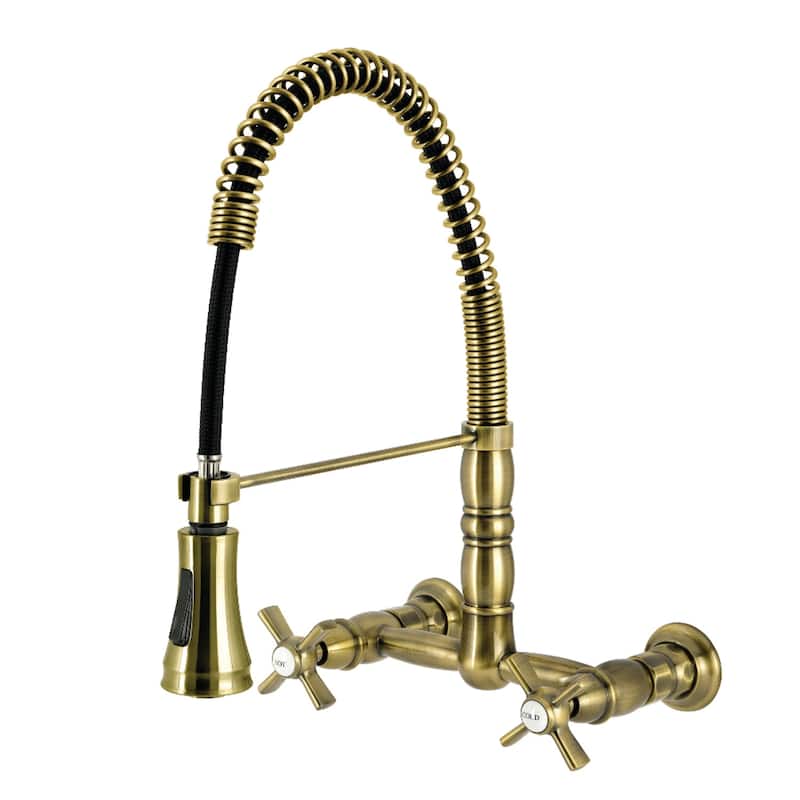 Kingston Brass Essex Double-Handle Wall-Mount Pre-Rinse Bridge Kitchen Faucet