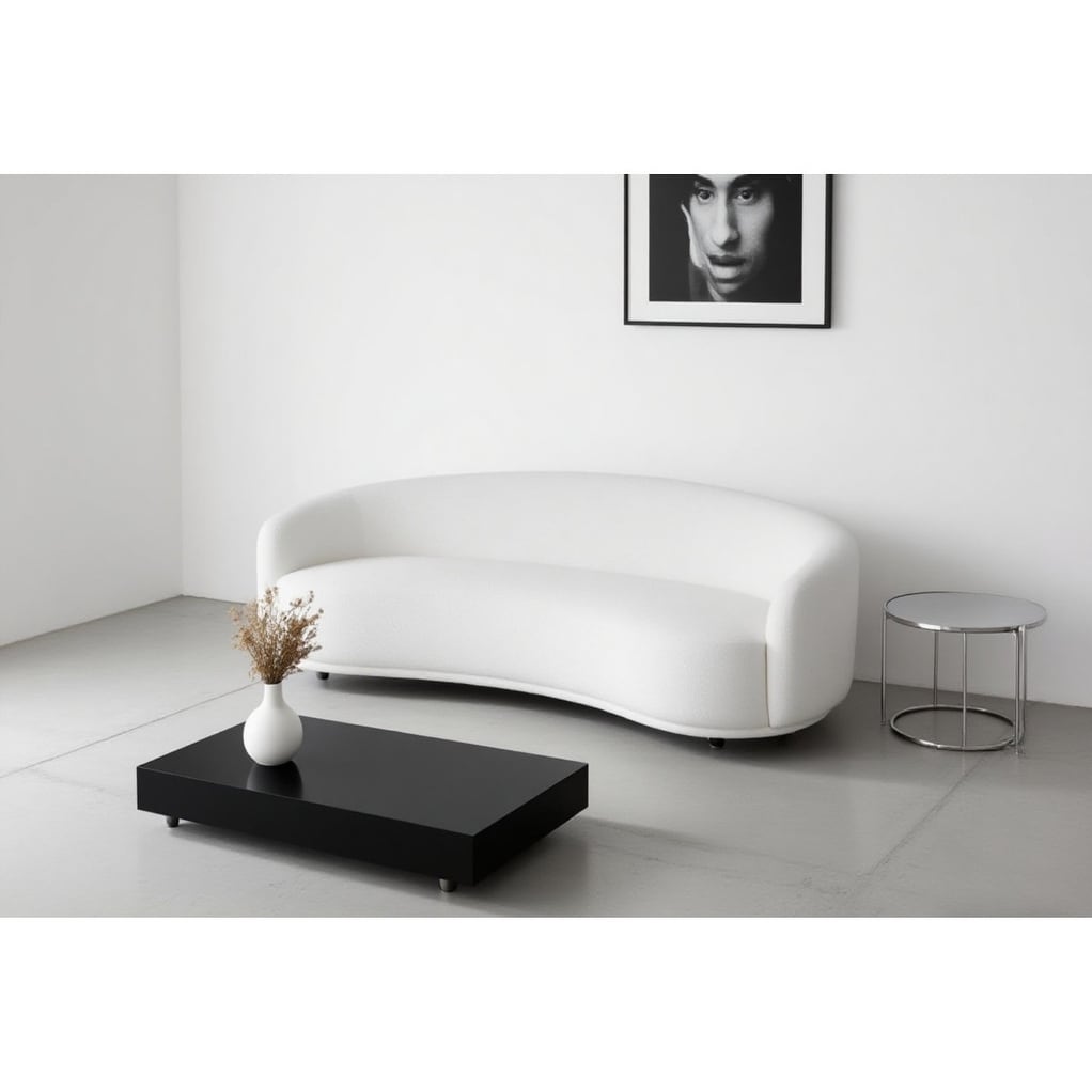 Kendall 90.5' Boucle Fabric Curved Sofa