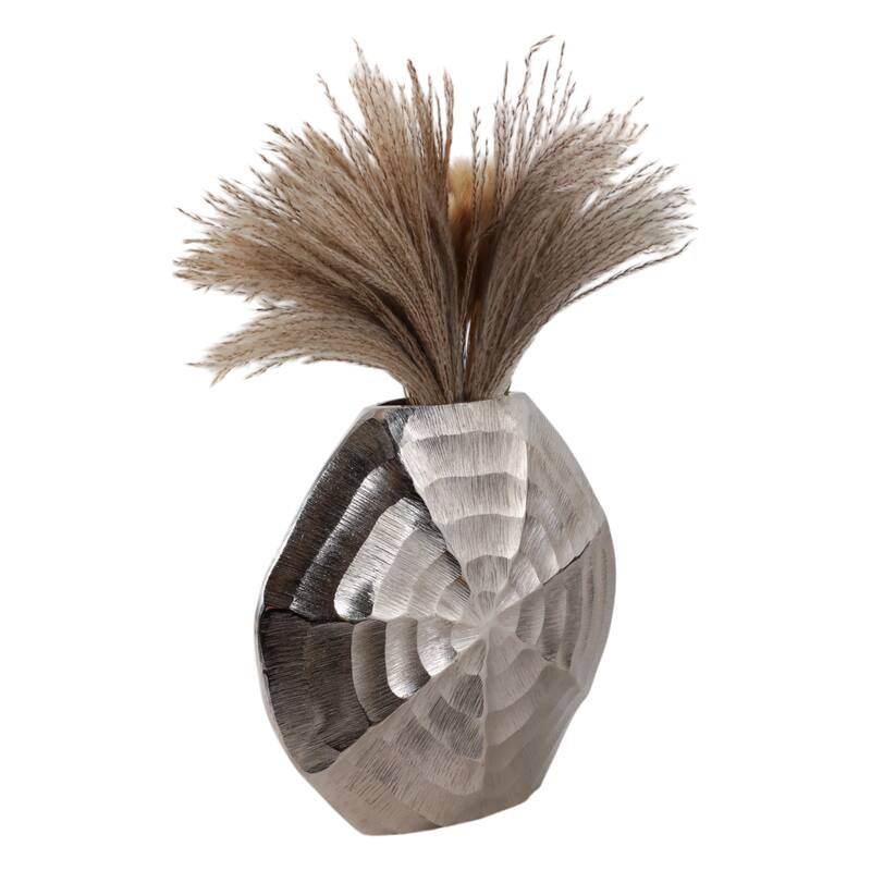 Metal Aluminum Vase Coastal Glam Scalloped Shell Pattern - 10" Silver