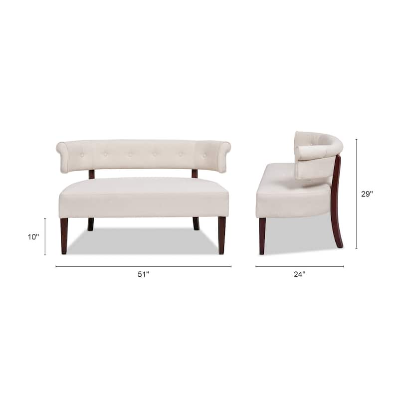 Jared Roll Arm Tufted Bench Settee