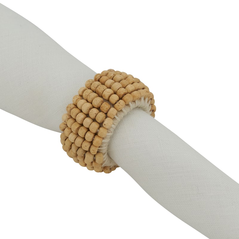 Napkin Rings With Wooden Bead Design (Set of 4)