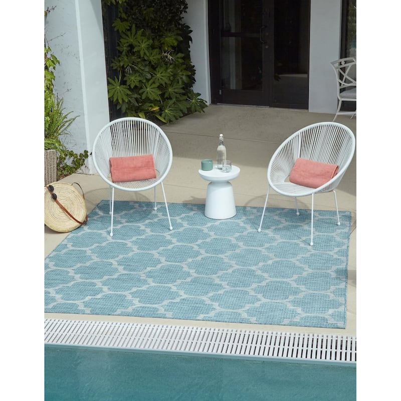 Outdoor Khence Collection Area Rug - Aquamarine - 13' Square
