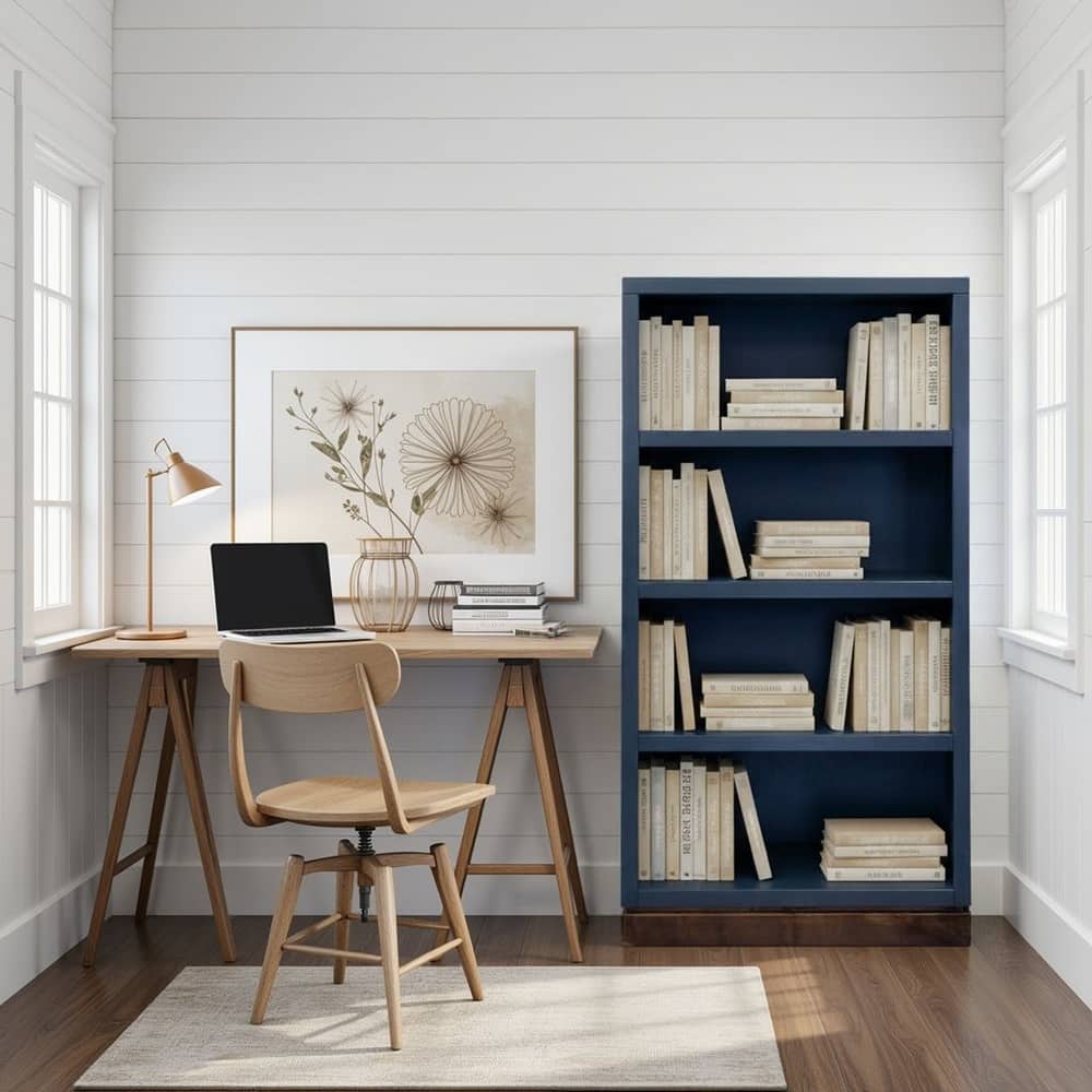 Bridgevine Home Nora Modular 60 inch High Bookshelf, No Assembly Required, Two-Tone Finish