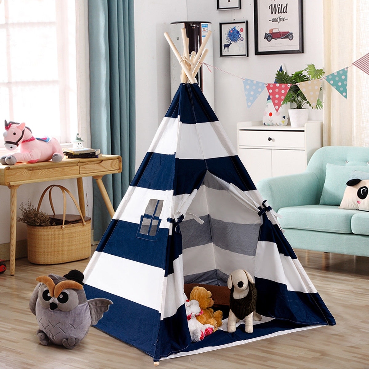 Gymax Portable Play Tent Teepee Children Playhouse Sleeping Dome