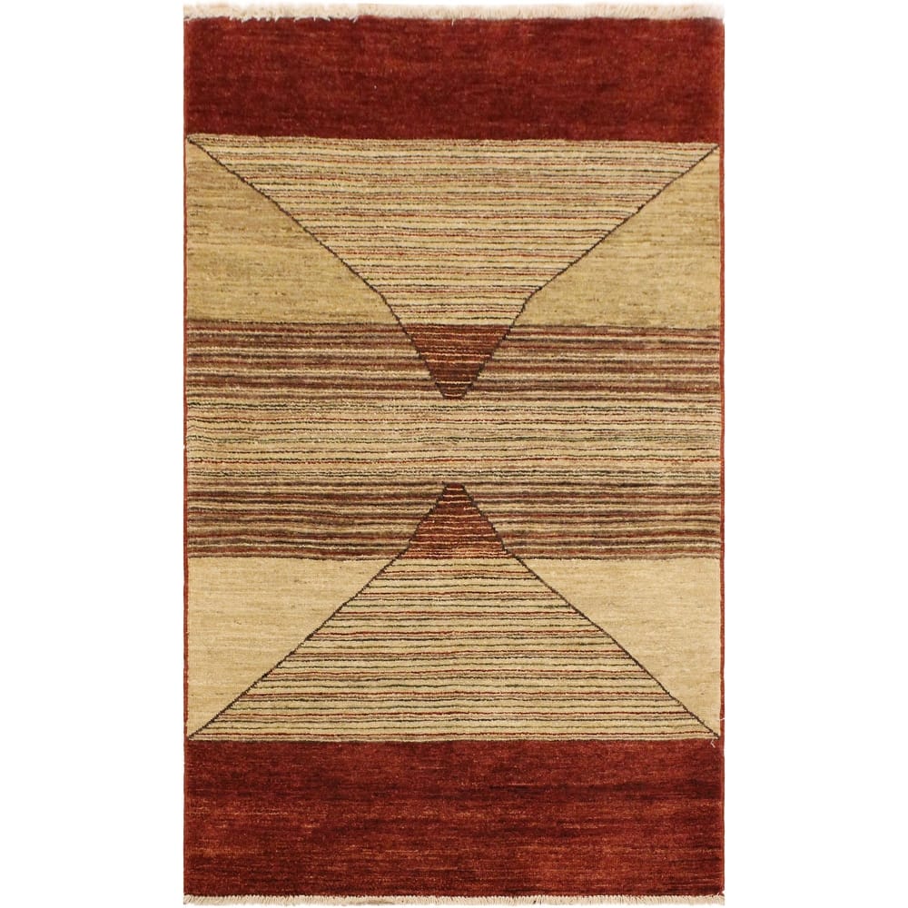 Chic hourglass Echo Gabbeh Hand Knotted Wool Area Rug