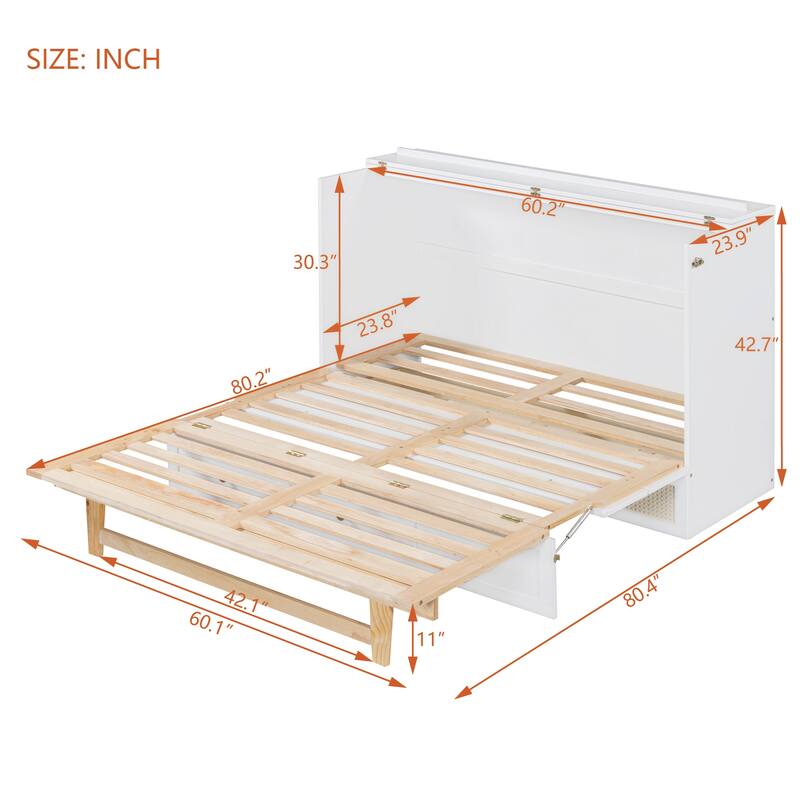 Queen Size Murphy Bed with Versatile Storage & Large Drawers