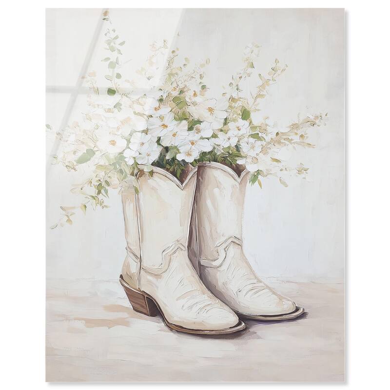 Prairie Bloom Boots Acrylic by Art Remedy, Ready to Hang - 20" x 24"