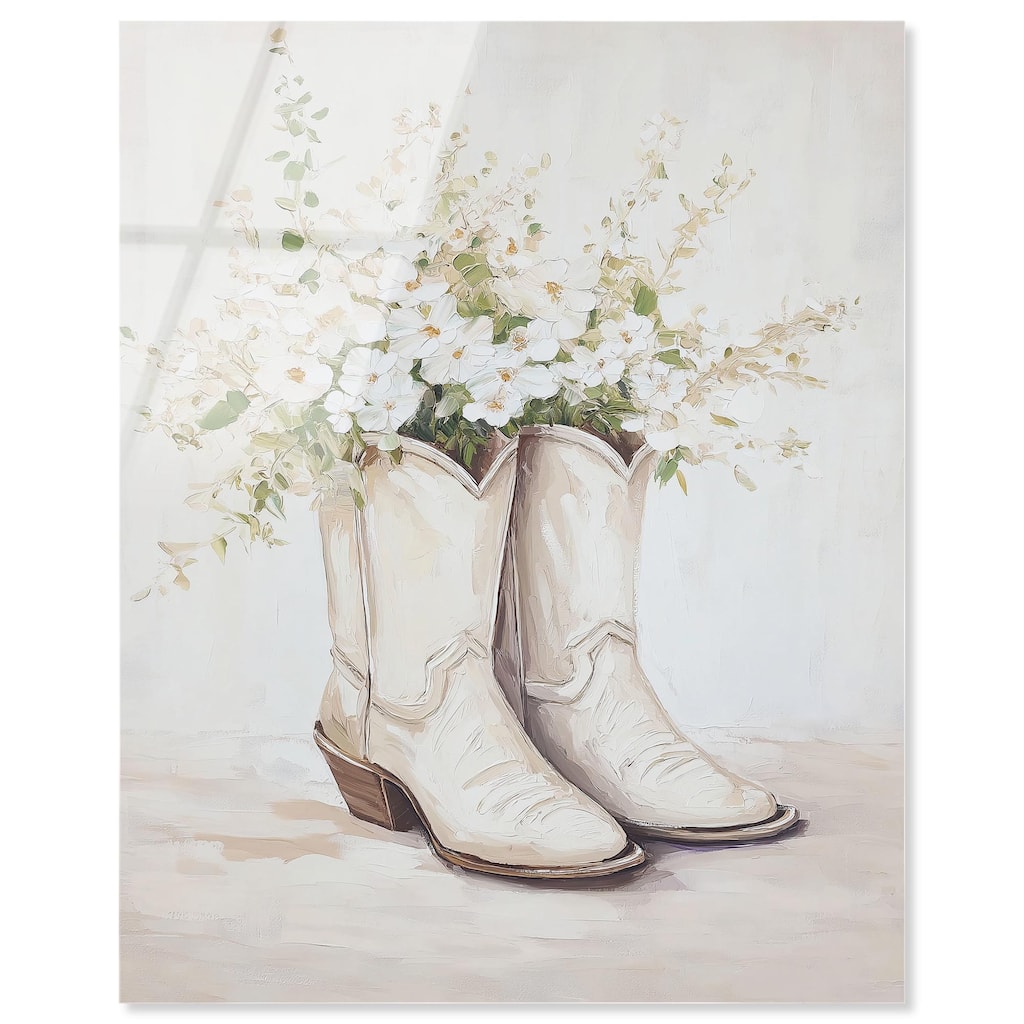 Prairie Bloom Boots Acrylic by Art Remedy, Ready to Hang