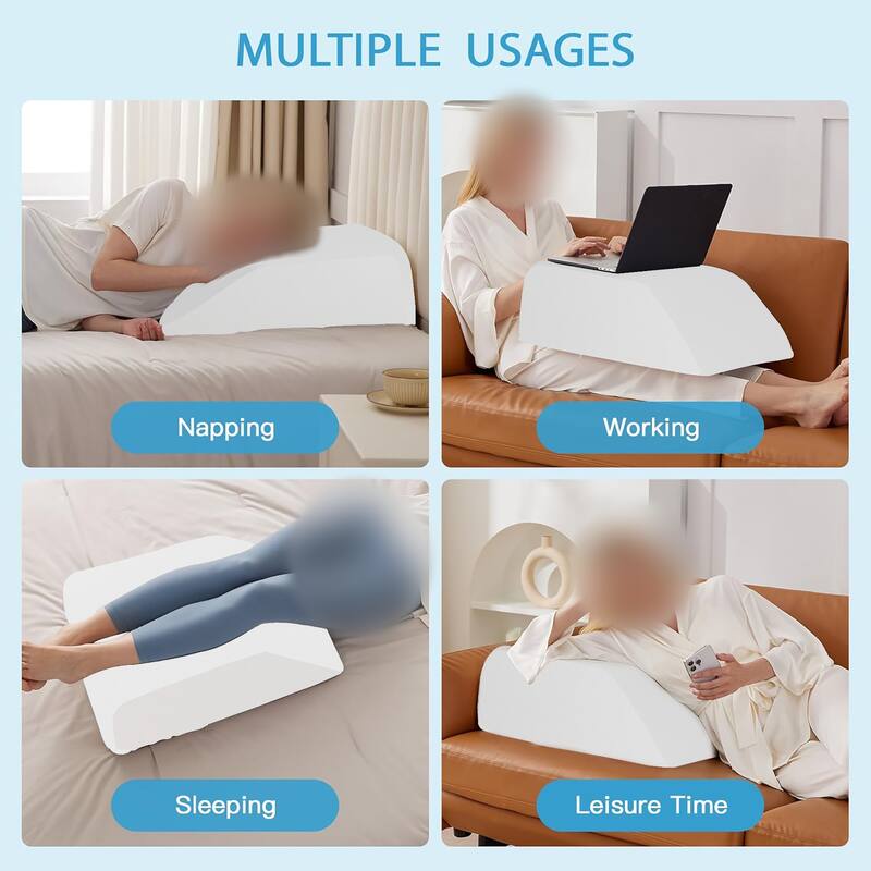 Leg Pillow - Full Foam Top, Leg Rest Elevating Foam Wedge- Relieves and Recovers Foot and Ankle Injury, Leg Pain, White