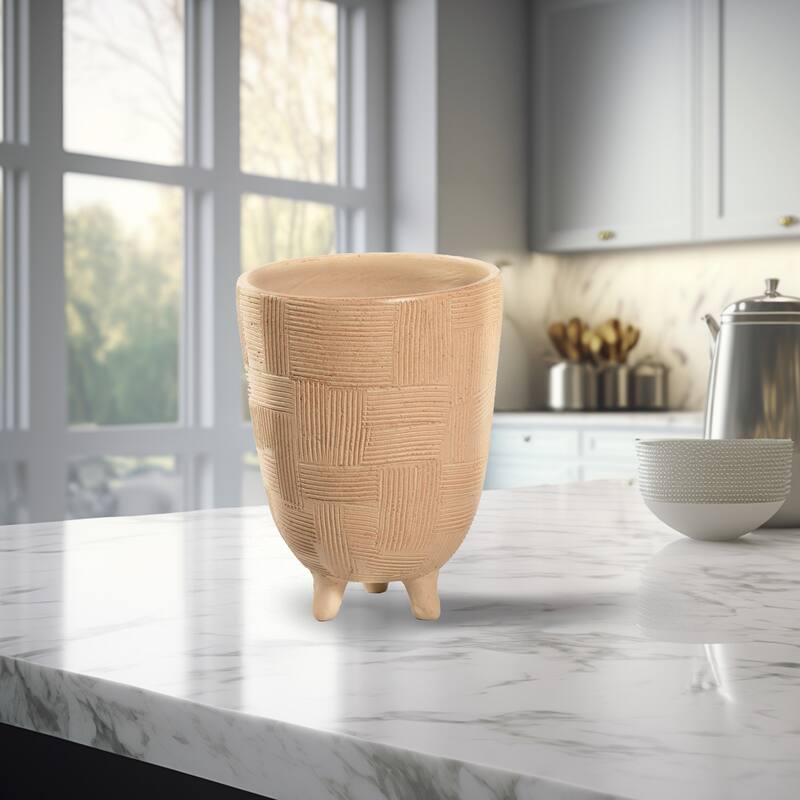 Footed Pot Standing Planter - 12" - Beige - Large