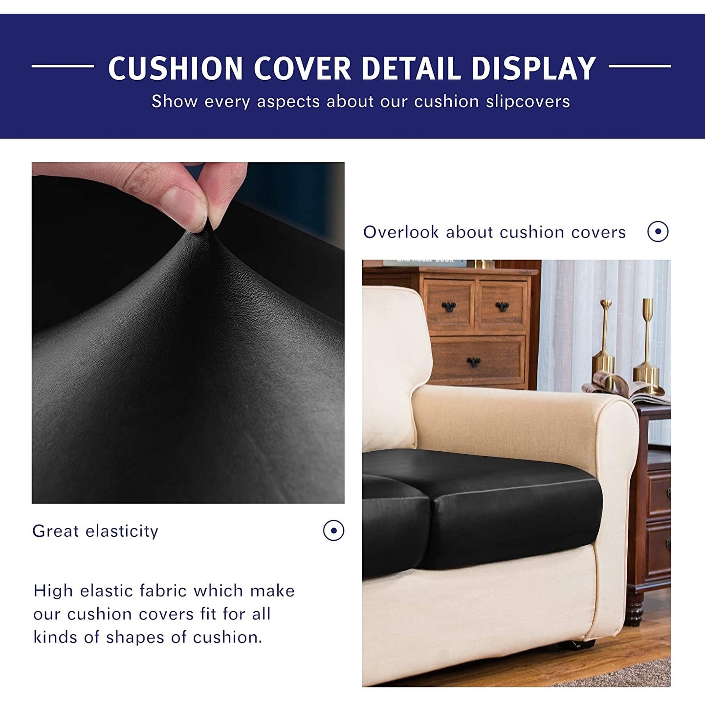 Subrtex Spandex Elastic PU Leather Water Proof Cushion Slipcovers