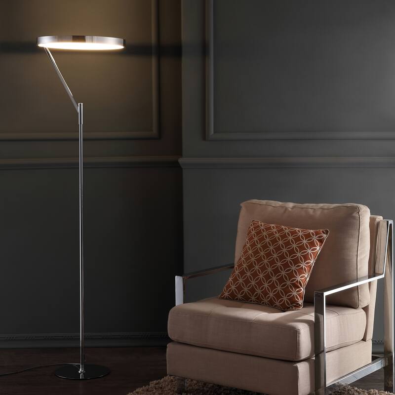 Roxanna 66.7" Integrated LED Metal Floor Lamp, Black by JONATHAN Y - 66.75" H x 17.5" W x 17.5" D