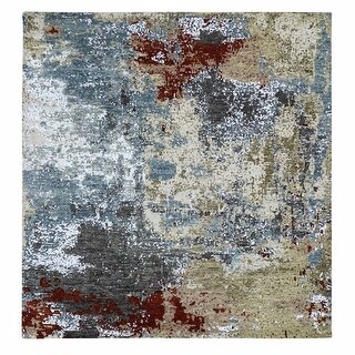 Shahbanu Rugs Parchment Color Hand Knotted Abstract Design Dense Weave ...