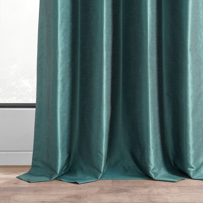 Exclusive Fabrics Textured Dupioni Faux Silk 108-inch Blackout Grommet Curtain (1 Panel) - 50 x 108