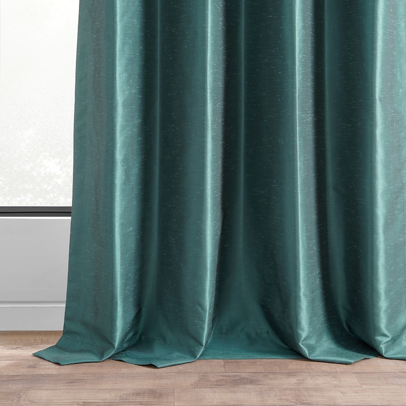 Exclusive Fabrics Textured Dupioni Faux Silk 84-inch Grommet Blackout Grommet Curtain (1 Panel) - 50 x 84